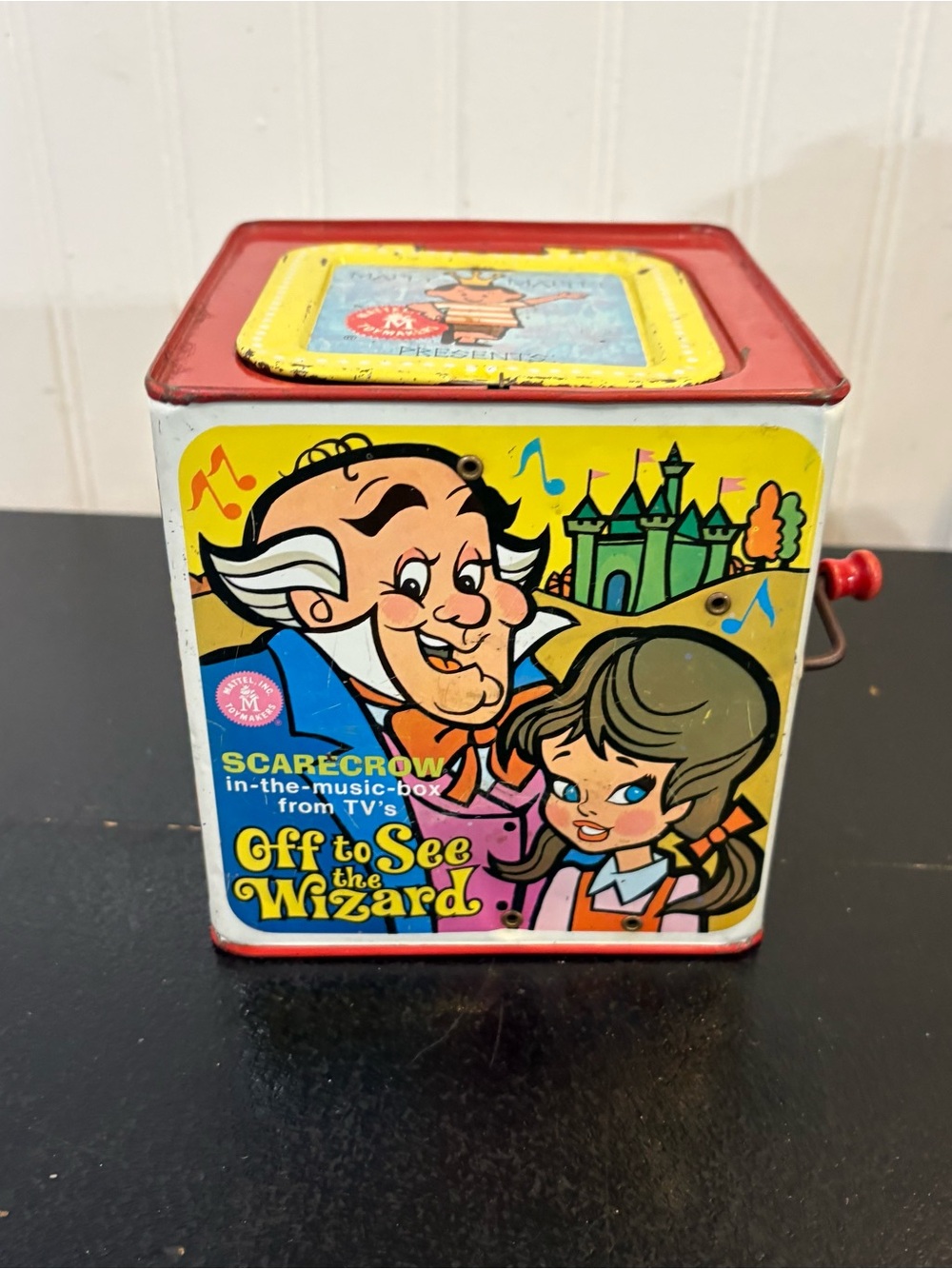1967 Wizard OF Oz Mattel
"Off to See the Wizard"
Scarecrow Jack in the Box